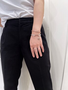 「PANDORA（パンドラ）のポリッシュド ＆ パヴェ ビーズ オープン リング（リング）」を使った、Pandoraさん（レディース・160cm）の秋コーディネート