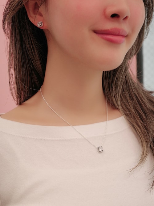 PANDORA シルバー スクエア型 ピアス スクエア ハロー スタッズ ピアス（ピアス（両耳用））｜Pandora