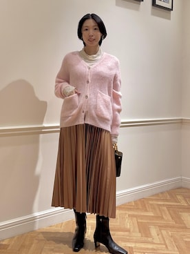 「アイテム（カーディガン/ボレロ）」を使った、yukiさん（レディース・160cm・30代）の冬コーディネート