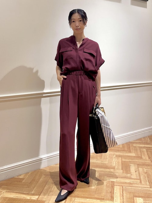 洗える・カセット服】バックサテンフラップブラウス/お仕事
