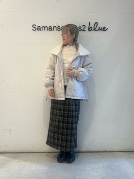 「Samansa Mos2 blue（サマンサモスモスブルー）のアイテム（ノーカラージャケット）」を使った、Renaさん（レディース・163cm）の秋コーディネート