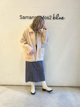 「Samansa Mos2 blue（サマンサモスモスブルー）のアイテム（ノーカラージャケット）」を使った、Renaさん（レディース・163cm）の秋コーディネート