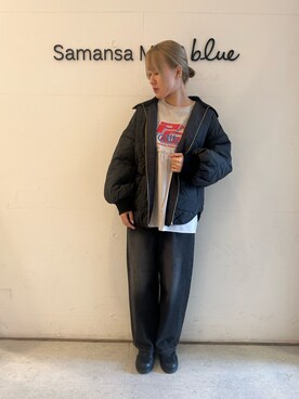 「Samansa Mos2 blue（サマンサモスモスブルー）のアイテム（ノーカラージャケット）」を使った、Renaさん（レディース・163cm）の秋コーディネート