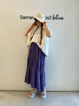 「Samansa Mos2 blue（サマンサモスモスブルー）のアイテム（帽子）」を使った、Renaさん（レディース・163cm）の春コーディネート