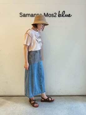 「Samansa Mos2 blue（サマンサモスモスブルー）のアイテム（帽子）」を使った、Renaさん（レディース・163cm）の春コーディネート