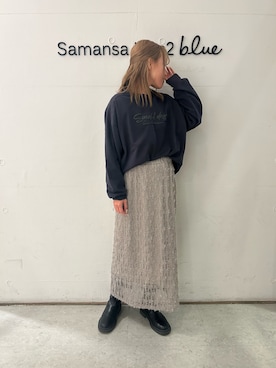「Samansa Mos2 blue」｜「アイテム（スウェット）」を使った、Renaさん（レディース・163cm）の冬コーディネート