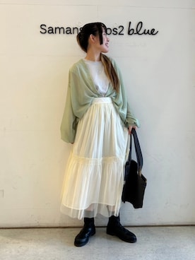 「Samansa Mos2 blue（サマンサモスモスブルー）のアイテム（タンクトップ）」を使った、Renaさん（レディース・163cm）の春コーディネート