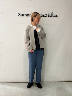 「Samansa Mos2 blue（サマンサモスモスブルー）のアイテム（ノーカラージャケット）」を使った、Renaさん（レディース・163cm）の秋コーディネート