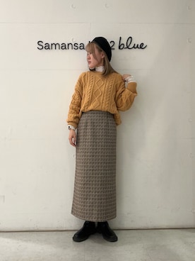 「Samansa Mos2 blue（サマンサモスモスブルー）のアイテム（トップス、オレンジ系）」を使った、Renaさん（レディース・163cm）の冬コーディネート