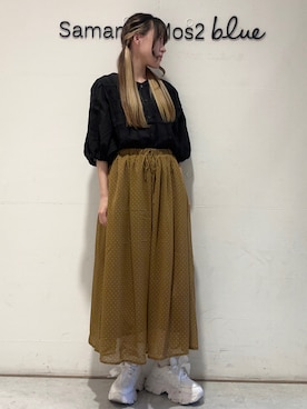 「Samansa Mos2 blue（サマンサモスモスブルー）のアイテム（タンクトップ）」を使った、Renaさん（レディース・163cm）の夏コーディネート