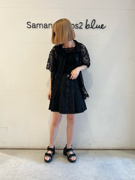 「真っ黒コーデ」｜Renaさん（レディース・163cm）の夏コーディネート