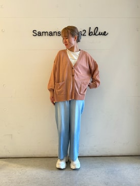 「Samansa Mos2 blue（サマンサモスモスブルー）のアイテム（トップス、オレンジ系）」を使った、Renaさん（レディース・163cm）の春コーディネート