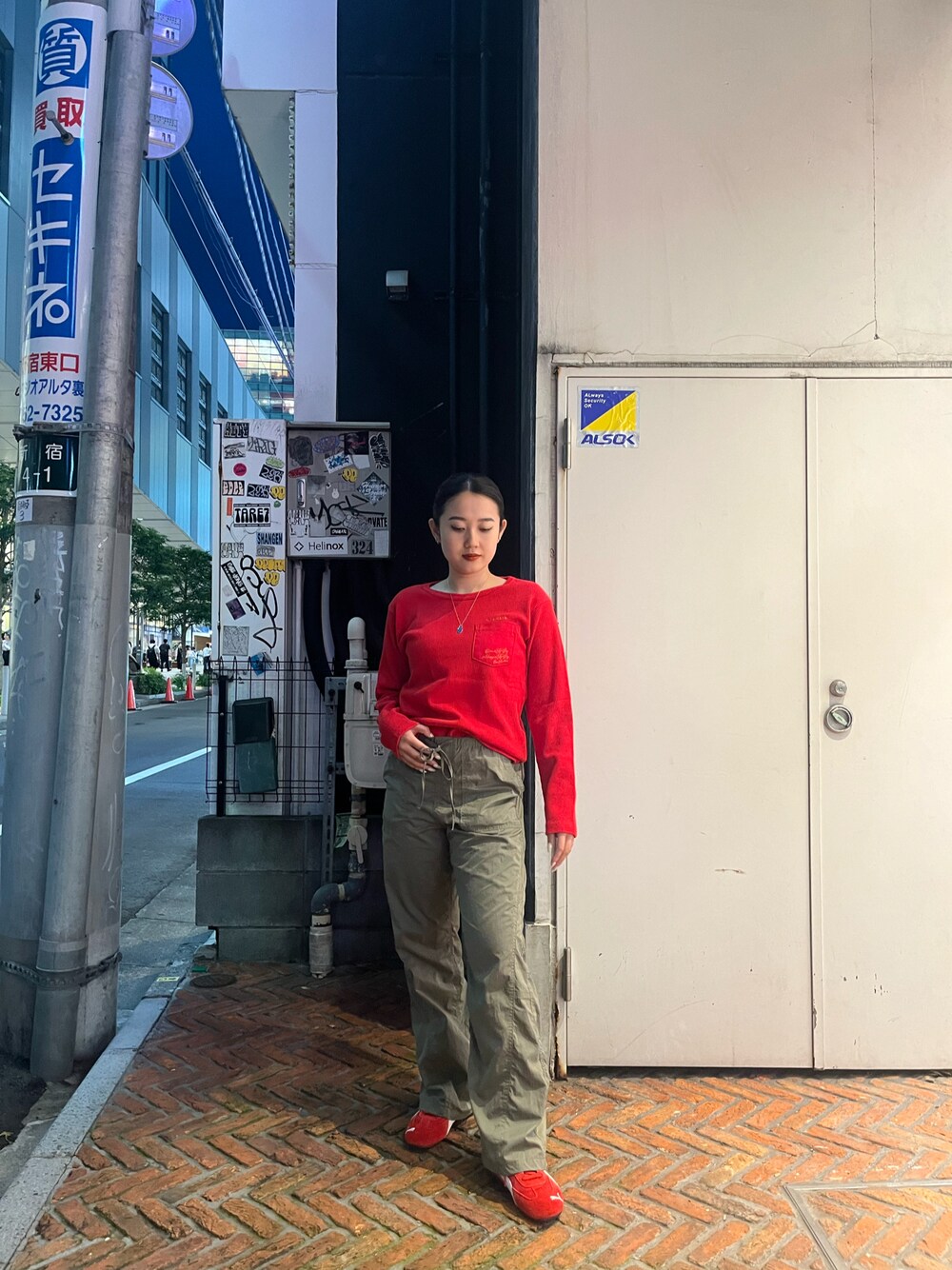tシャツ LS COLOR STITCH EMB WAFFLE T-SHIRT/カラーステッチ刺繍ワッフルTシャツ レディース 1733724211_500.jpg
