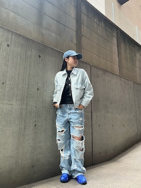 「アイテム（デニムジャケット、その他）」を使った、アイナさん（レディース・156cm）の冬コーディネート
