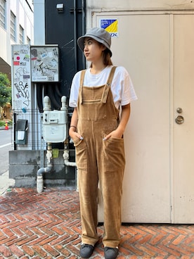 「AVIREX（アヴィレックス）のアイテム（オールインワン・サロペット）」を使った、アイナさん（レディース・156cm）の夏コーディネート