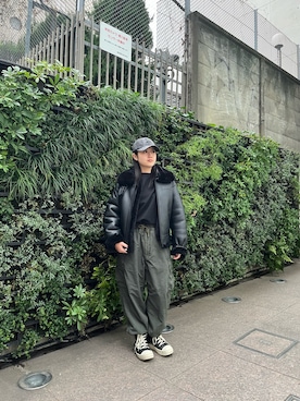 「AVIREX（アヴィレックス）のアイテム（ムートンコート）」を使った、アイナさん（レディース・156cm）の冬コーディネート