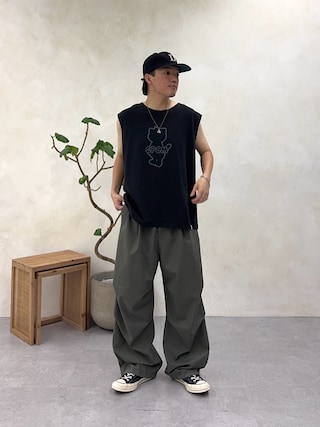「CPCM（シーピーシーエム）の【AIR HOLE】ニータックパンツ（その他パンツ）」を使った、Ryota Iijimaさん（メンズ・172cm）の夏コーディネート