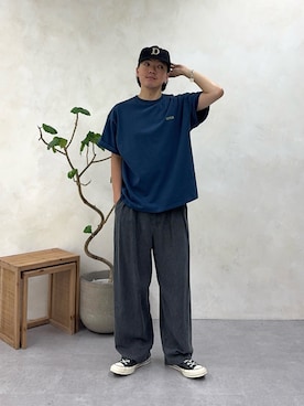 「アイテム（その他パンツ、ブラウン系）」を使った、Ryota Iijimaさん（メンズ・172cm）の夏コーディネート