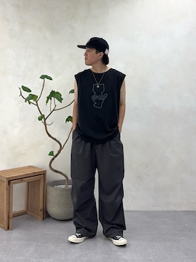 「アイテム（タンクトップ）」を使った、Ryota Iijimaさん（メンズ・172cm）の夏コーディネート
