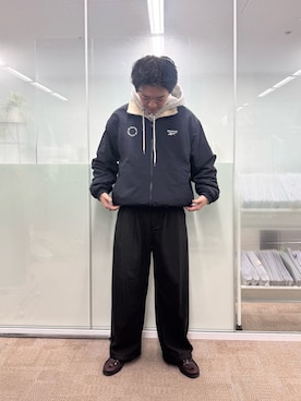 「アイテム（ブルゾン、ベージュ系）」を使った、Ryota Iijimaさん（メンズ・172cm）の冬コーディネート