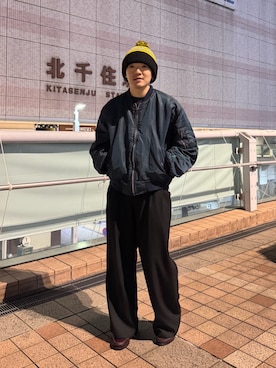 「アイテム（MA-1）」を使った、Ryota Iijimaさん（メンズ・172cm）の冬コーディネート