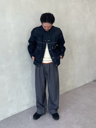 「CPCM(シーピーシーエム)のUSAコットンデニムカバーオール(デニムジャケット)」を使った、Ryota Iijimaさん(メンズ・172cm)の冬コーディネート