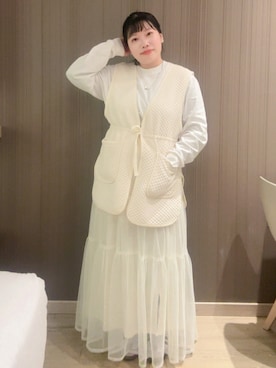 「アイテム（ベスト）」を使った、淳さん（レディース・160cm・20代）の冬コーディネート