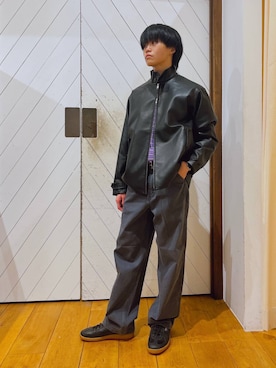 「アイテム（ライダースジャケット）」を使った、ねっささん（メンズ・170cm）の秋コーディネート