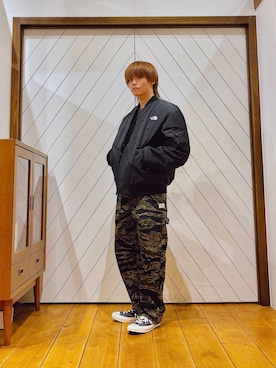 「ノースフェイス」｜「アイテム（ブルゾン）」を使った、ねっささん（メンズ・170cm）の冬コーディネート