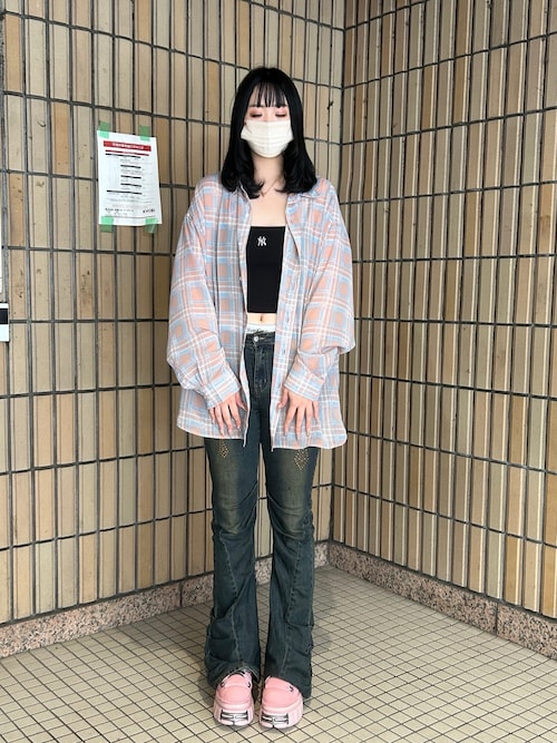 ブラウス シャツ WHITELAND/ホワイトランド/CHIFFON CHECK SHIRTS レディース メンズ WHITELAND/ホワイトランド/CHIFFON CHECK SHIRTS（シャツ