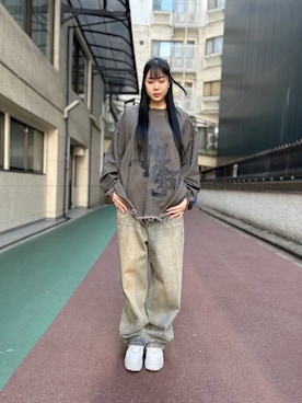 「DANKE SCHON（ダンケシェーン）のアイテム（スウェット）」を使った、吉田美蘭さん（レディース・166cm）の春コーディネート