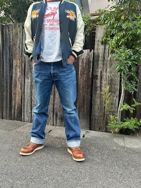 「アイテム（スカジャン）」を使った、しょうちゃんさん（メンズ・172cm・40代）の秋コーディネート