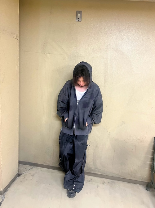 GRANCY】Triple Zip Design Dirty Hoodie / トリプルジップデザイン