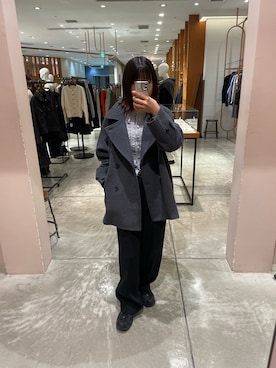 「アイテム（ピーコート）」を使った、moeさん（レディース・155cm）の秋コーディネート