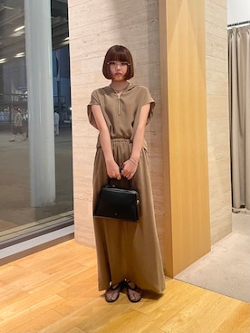 「ブラウンコーデ」｜「アイテム（パンプス）」を使った、moeさん（レディース・155cm）の夏コーディネート