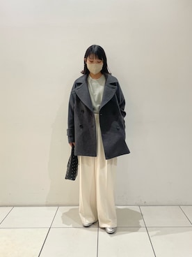 「アイテム（ピーコート）」を使った、moeさん（レディース・155cm）の秋コーディネート