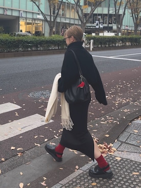 「アイテム（ボストンバッグ）」を使った、uthayさん（レディース・153cm）の冬コーディネート