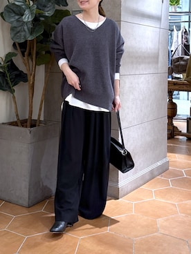 「RIVE DROITE（リヴドロワ）の【収納力抜群】2wayハンドルバッグ（ハンドバッグ）」を使った、TOMOさん（レディース・152cm）の秋コーディネート