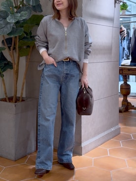 「アイテム（ボストンバッグ）」を使った、TOMOさん（レディース・152cm）の秋コーディネート