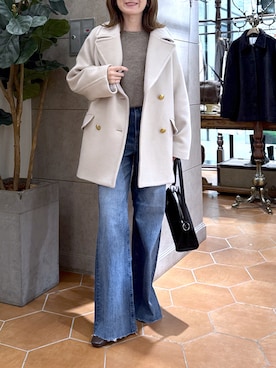 「アイテム（ピーコート）」を使った、TOMOさん（レディース・152cm）の秋コーディネート