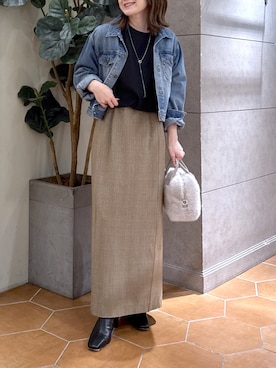 「秋服コーデ」｜「アイテム（デニムジャケット）」を使った、TOMOさん（レディース・152cm）の秋コーディネート