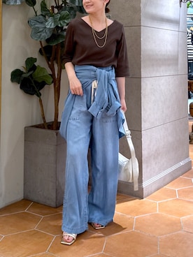「アイテム（イヤリング）」を使った、TOMOさん（レディース・152cm）の夏コーディネート