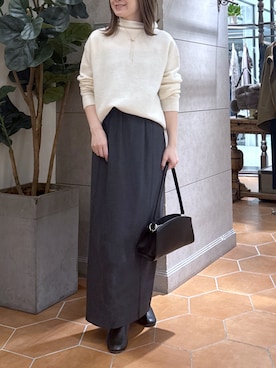 「RIVE DROITE（リヴドロワ）の【収納力抜群】2wayハンドルバッグ（ハンドバッグ）」を使った、TOMOさん（レディース・152cm）の秋コーディネート