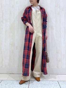 「RIVE DROITE（リヴドロワ）のアイテム（シャツワンピース）」を使った、TOMOさん（レディース・152cm）の秋コーディネート