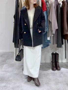 「アイテム（ピーコート）」を使った、TOMOさん（レディース・152cm）の冬コーディネート