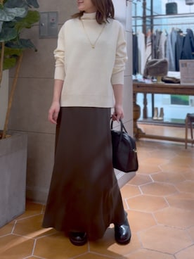 「アイテム（ボストンバッグ）」を使った、TOMOさん（レディース・152cm）の秋コーディネート