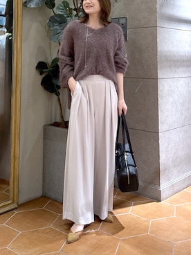 「アイテム（スラックス）」を使った、TOMOさん（レディース・152cm）の秋コーディネート
