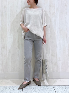 「RIVE DROITE（リヴドロワ）のアイテム（スリッポン）」を使った、TOMOさん（レディース・152cm）の夏コーディネート