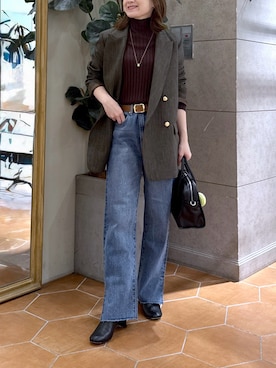 「RIVE DROITE（リヴドロワ）の【安定感◎】ラウンドトゥショートブーツ（ブーツ）」を使った、TOMOさん（レディース・152cm）の秋コーディネート