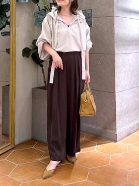 「キレイめコーデ」｜「アイテム（スラックス）」を使った、TOMOさん（レディース・152cm）の夏コーディネート